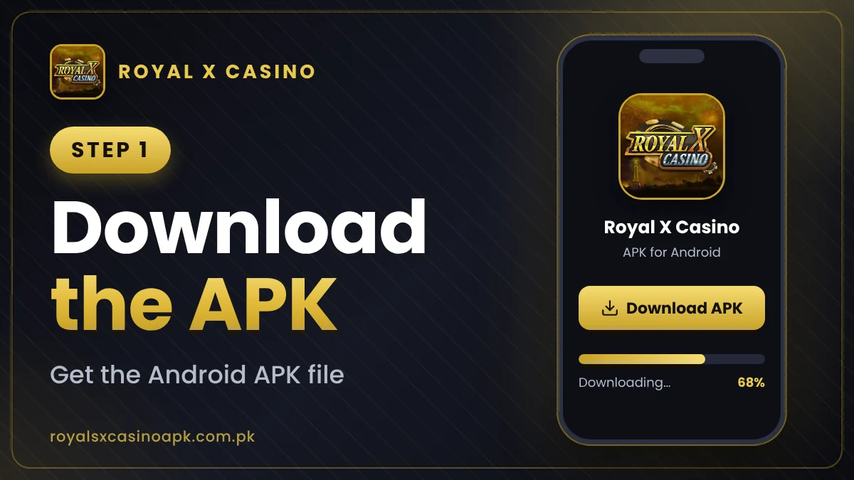 Download the APK file to install Royal X Casino for PC